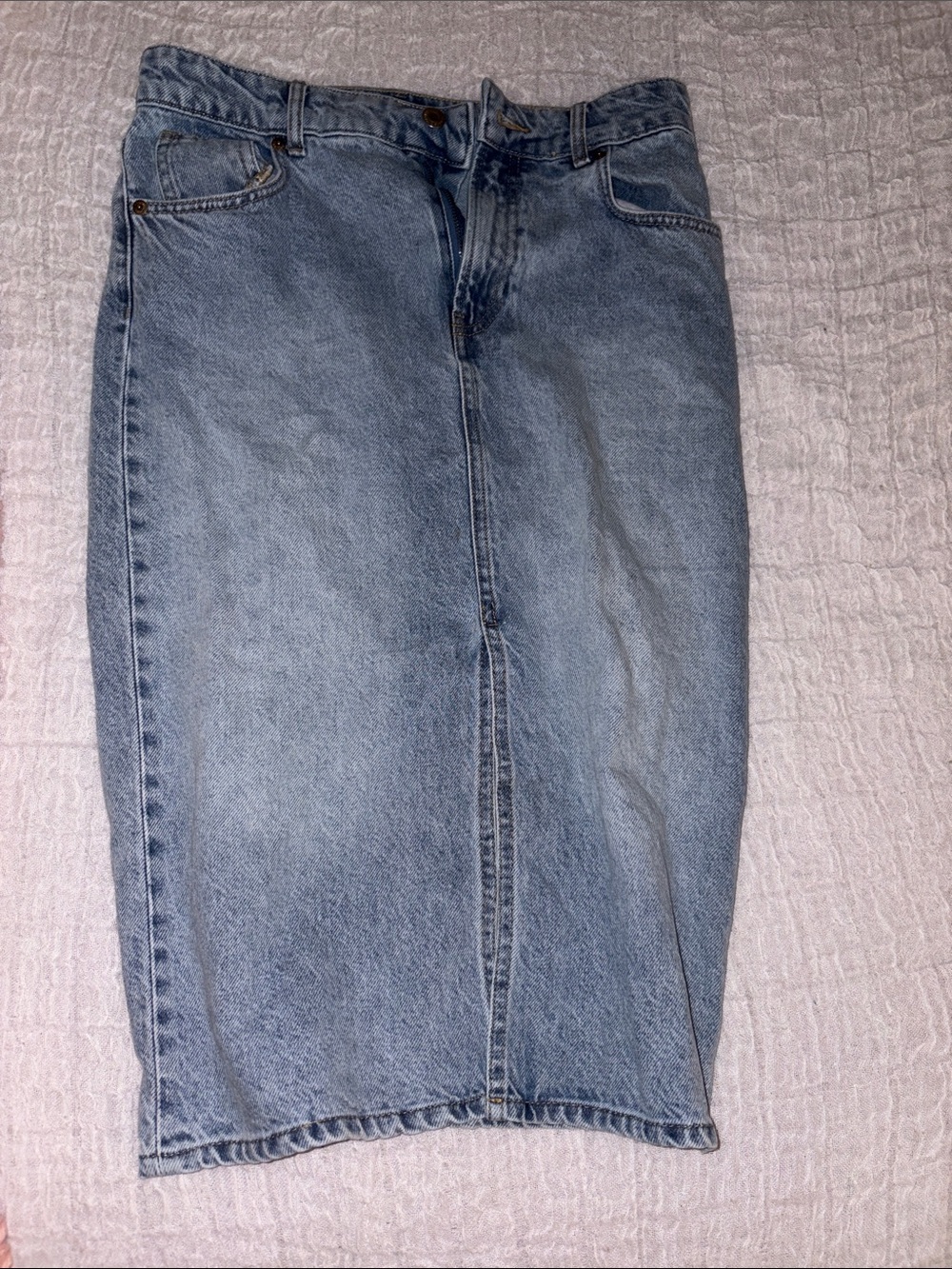 H&M Light Blue Denim Midi Skirt
